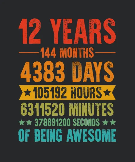 12 Years 144 Months Of Being Awesome Birthday T Design 1