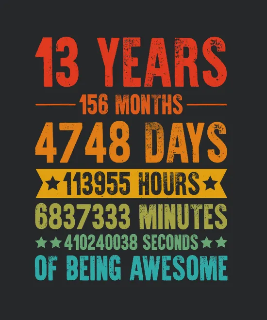 13 Years 156 Months Being Awesome Birthday T Design 1