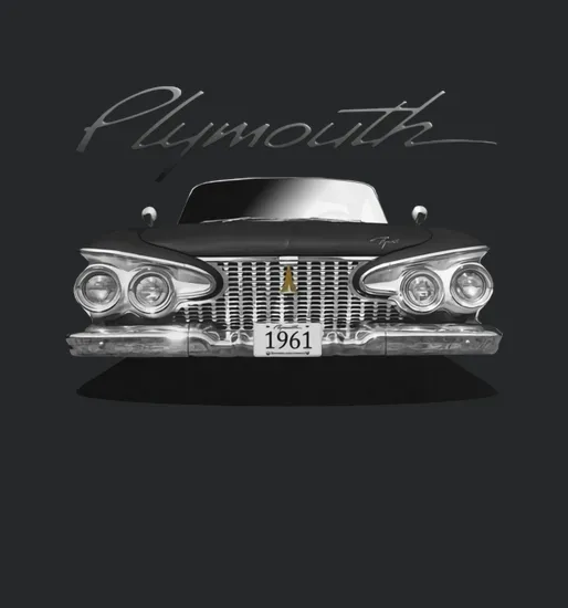 1961 Plymouth Fury Front Black White