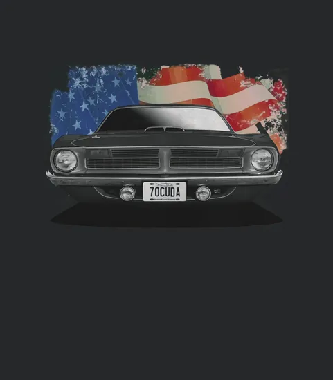 1970 Plymouth Cuda Front Black Flag