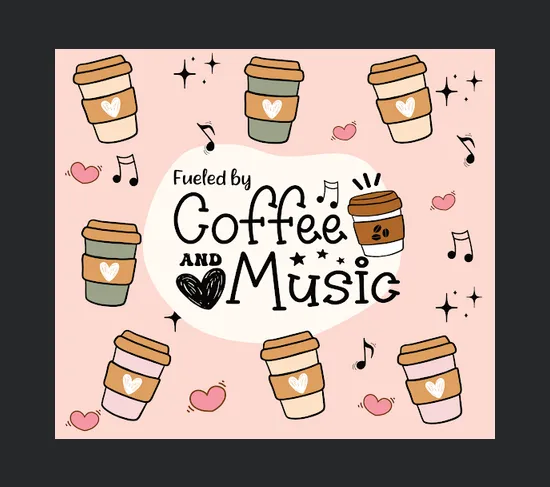 20 Oz Skinny Fueled By Coffee And Music Tumbler