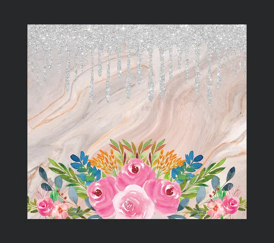 20oz Skinny Tumbler Design Floral Pink Marble Glitter