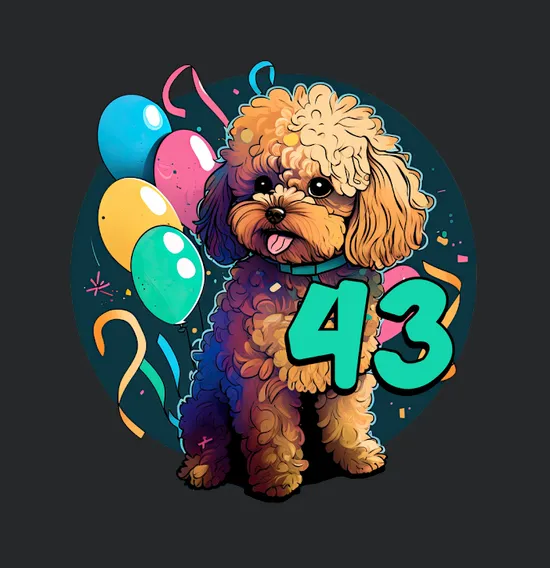 Cavapoo Dog 43rd Birthday Themed Party 43 Year Old