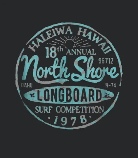 Haleiwa Hawaii 18th Annual North Shore Long Board Surf Competition 1978 Logo Circle