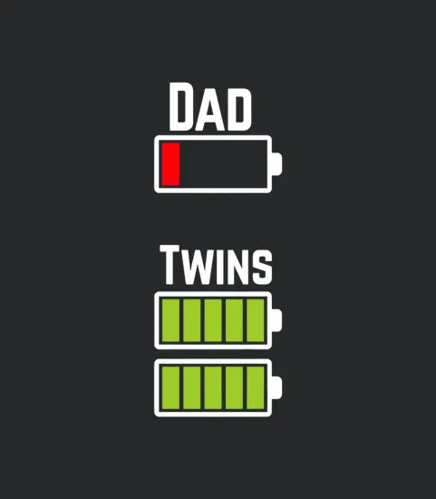 Mens Tired Twin Dad Low Battery Charge Men Black Men