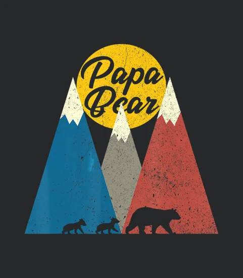 Mens Unique Papa Bear Two Cubs Cute Twin Dad Fathers Day Gift