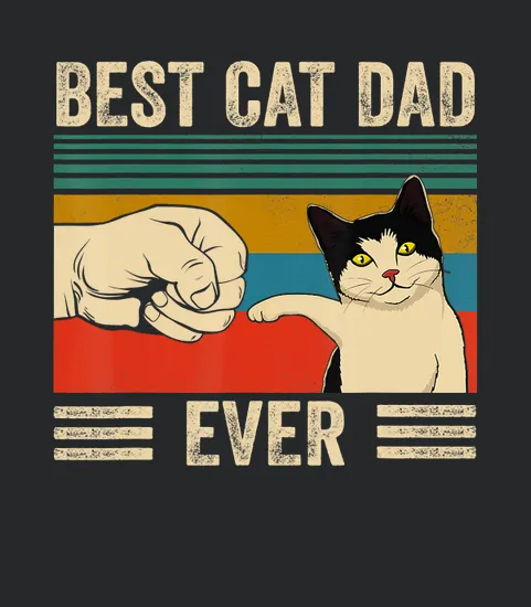 Mens Vintage Best Cat Dad Ever Bump Fit