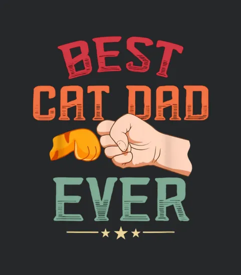 Mens Vintage Best Cat Dad Ever Paw Fist Bump Cat