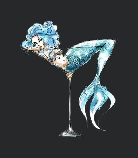 Mermaid And Cocktail Glass