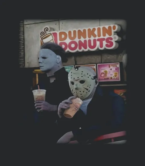 Michael Myers Und Jason Voorhees Trinken Dunkin Donuts