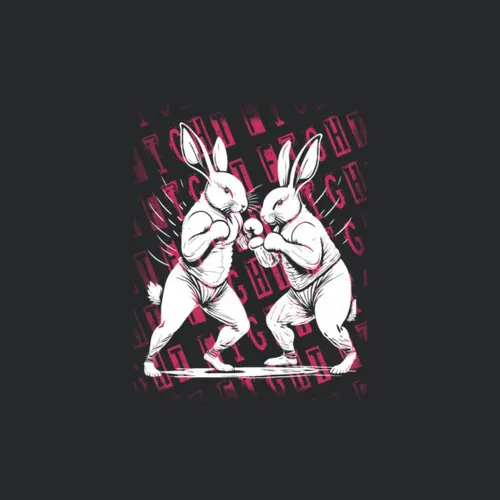 Two White Rabbits Boxing