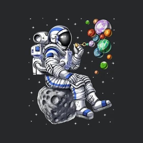 Astronaut Blowing Bubbles