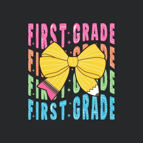 Retro Coquette 1st Grade Teacher Student Fun Backh