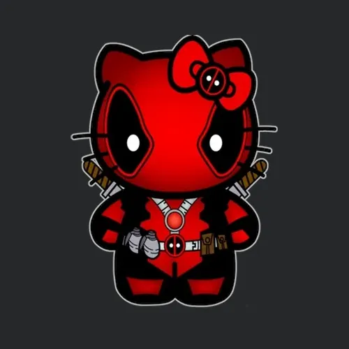 Hello Kitty Dressed As Deadpool