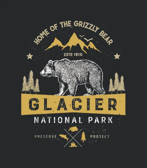 Glacier National Park Vintage Montana Bear Men Women