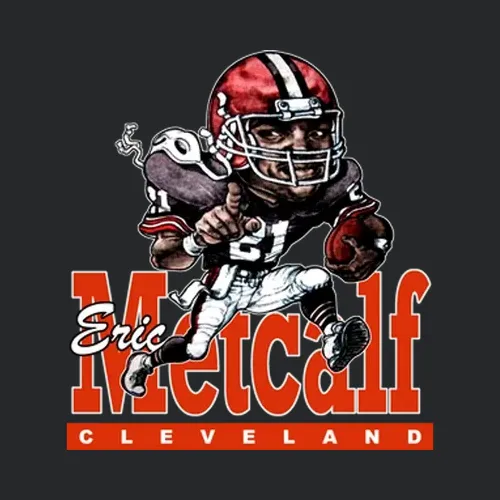 Eric Metcalf Retro Football Caricature