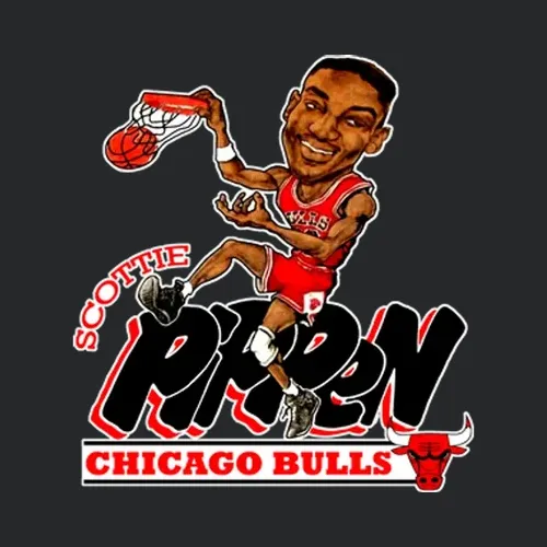 Scottie Pippen Retro Basketball Caricature