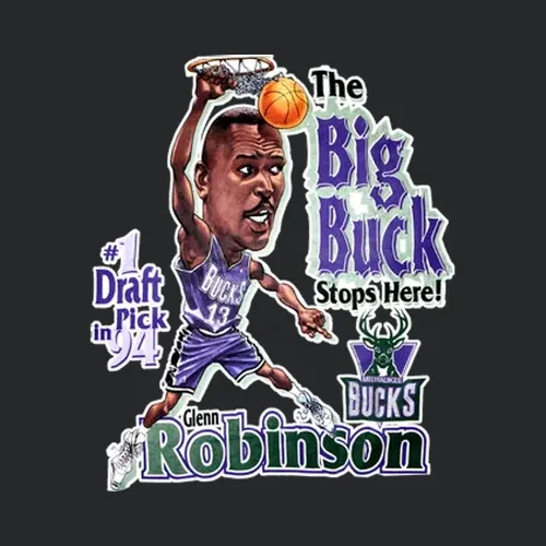 Glenn Robinson Retro Basketball Caricature