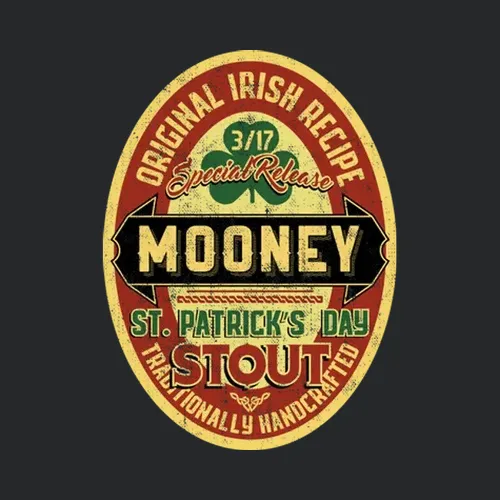 Mooney Original Irish Stout Beer Label St Patricks Day Last Name