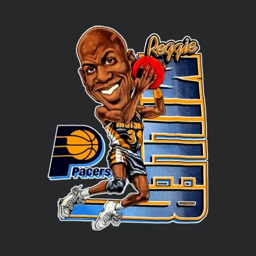 Reggie Miller Retro Basketball Caricature