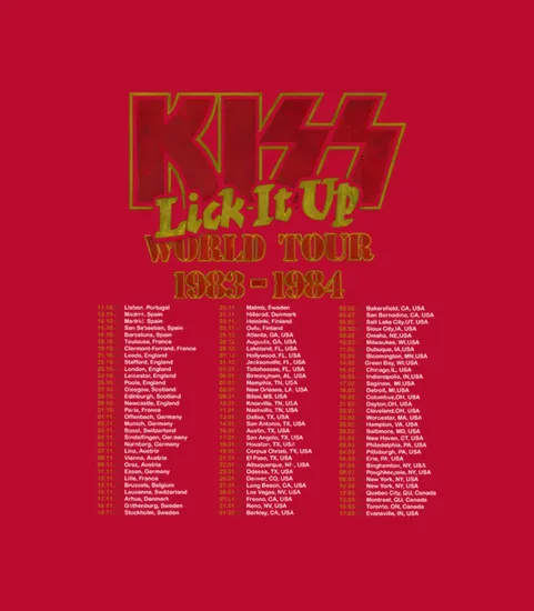 Kiss Lick It Up World Tour 83 84 Two Side