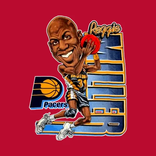 Reggie Miller Retro Basketball Caricature