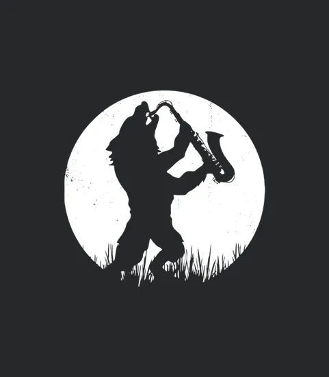 Werewolf Saxophone Player Moonlight Silhouette