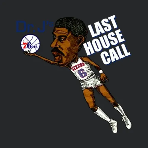 Dr J Julius Erving Retro Basketball Caricature
