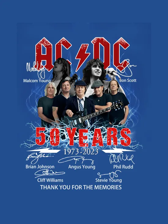 Acdc 50 Years Anniversary 1973 2023 Thank You For The Memories Signatures