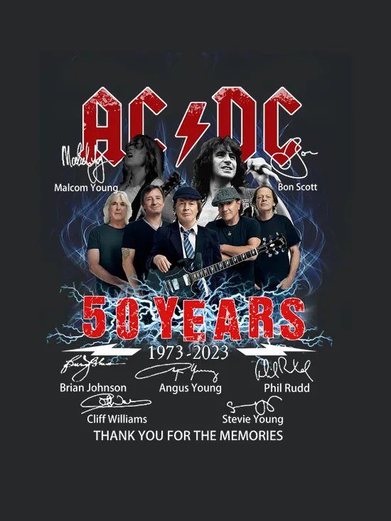 Acdc 50 Years Anniversary 1973 2023 Thank You For The Memories Signatures