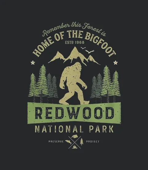 Redwood National Park Vintage California Bigfoot