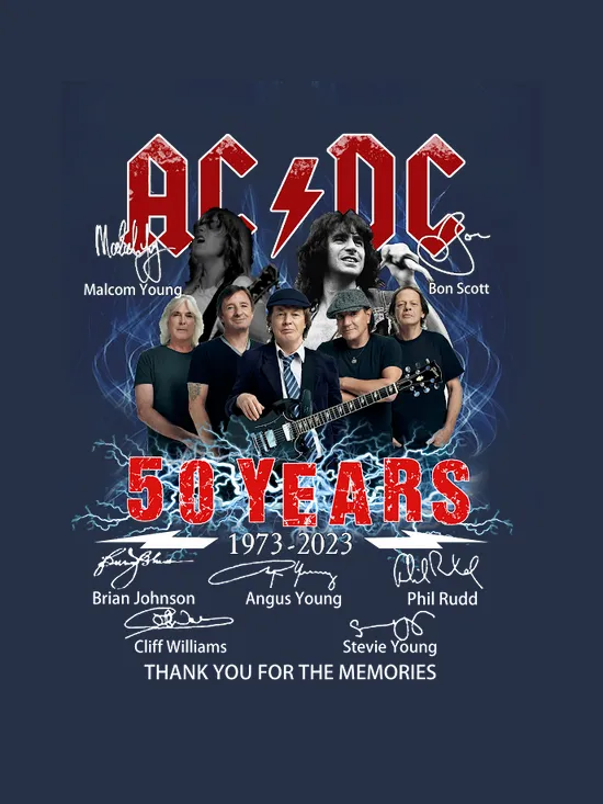 Acdc 50 Years Anniversary 1973 2023 Thank You For The Memories Signatures
