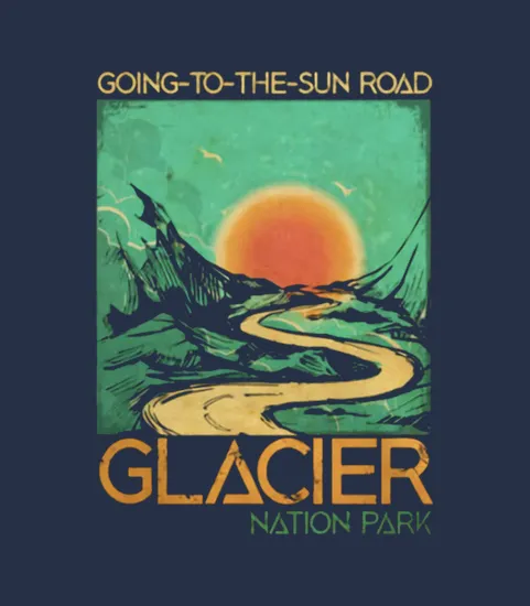 Going To The Sun Road Glacier National Park Retro Montana