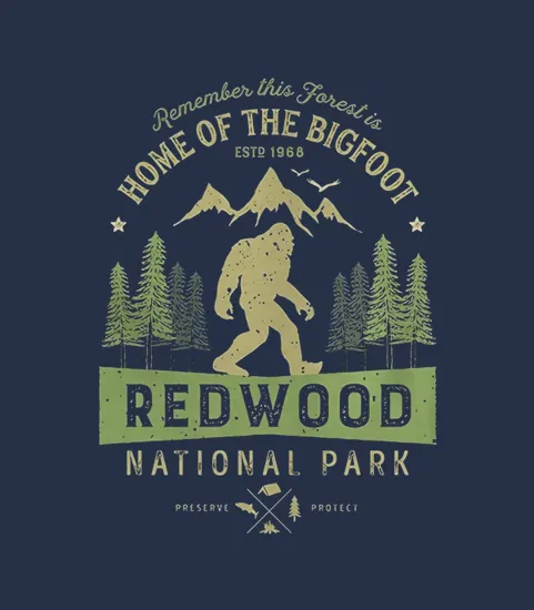 Redwood National Park Vintage California Bigfoot
