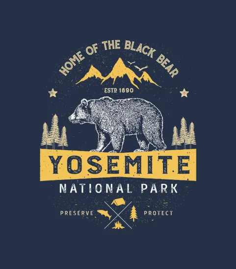 Yosemite National Park California T Vintage Bear