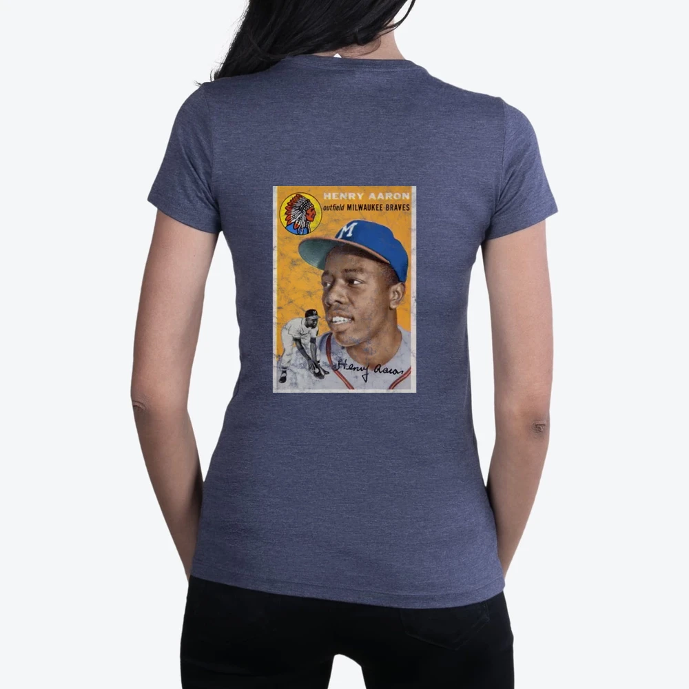 Hank Aaron 1954 Retro Sports Baseball Collectors Card Fan Worn Look T