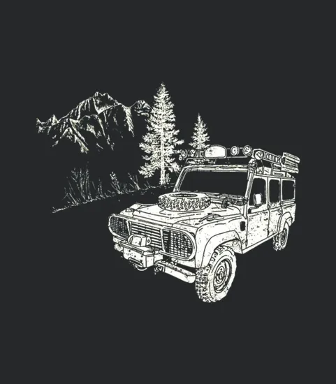 Land Rover Classic Print Mens Black Slogan T Shir