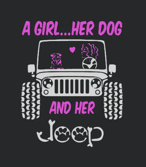 A Girl Her Dog And Her Jeep