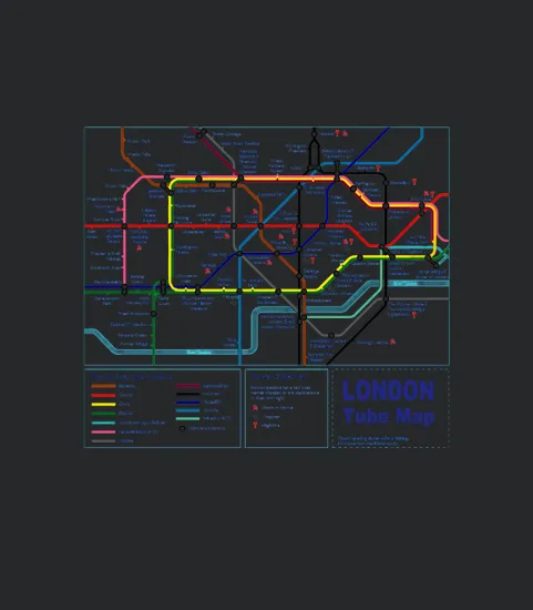 London Tourist Metro Underground Tube Map T British 