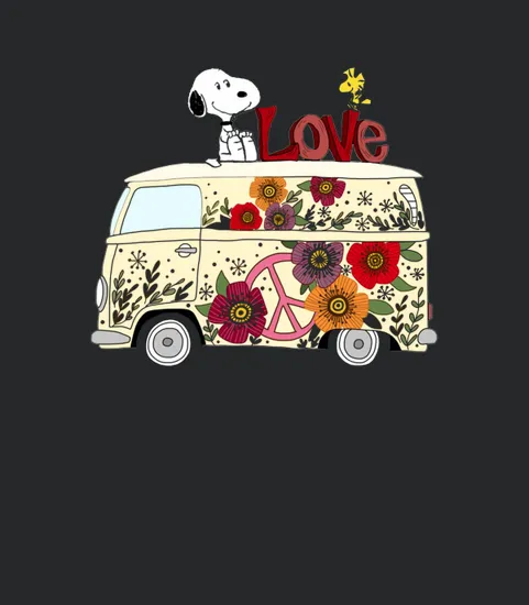 Peace And Love Are All We Need Volkswagen Bus Snoopy