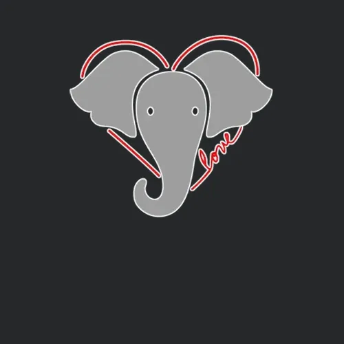 Ellen Degeneres Red Colored Heart Design Elephant