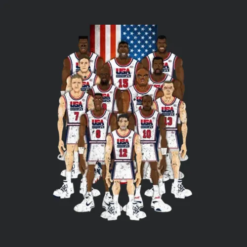 Usa Basketball Dream Team Caricature Vintage Worn