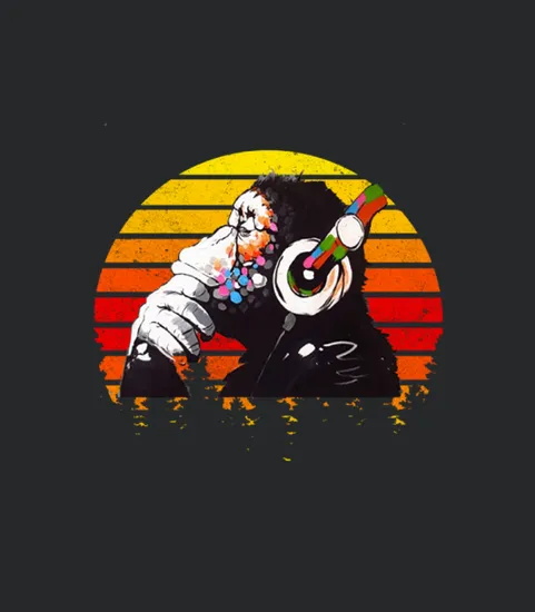 Banksy Dj Monkey Retro Vintage