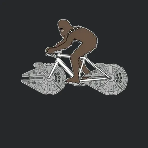 Funny Star Wars Parody Chewbacca Riding Bike With Falcon Bicycle Wheel Cool Cycling