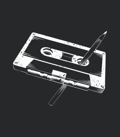 Cassette Tape With Pencil 80s 90s Vintage Retro