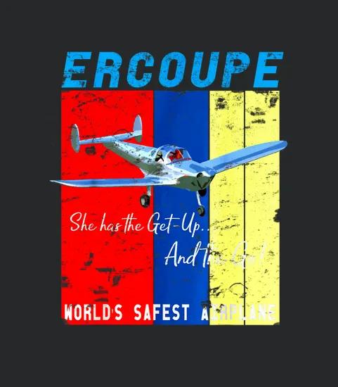Ercoupe Retro Vintage Distressed Airplane Pilot