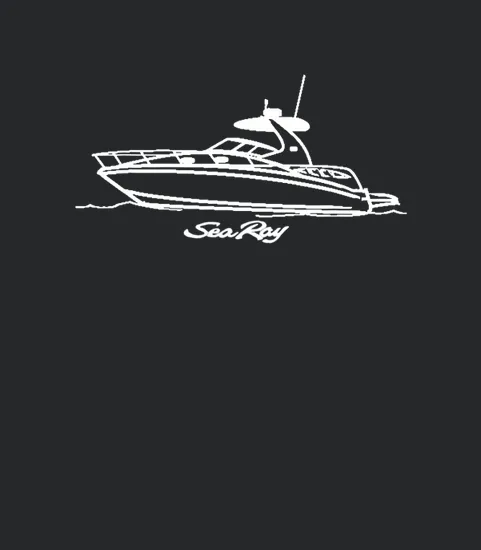 Sea Ray 320 Line Drawing White Printed On Front