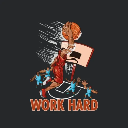 Basketball Motivation Quote Work Hard Slam Dunk