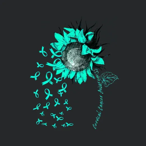 Cervical Cancer Awareness Sunflower Teal Ribbon