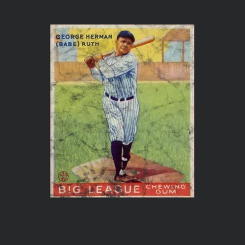 Babe Ruth 1933 Retro Sports Baseball Collectors Card Fan Worn Look T S
